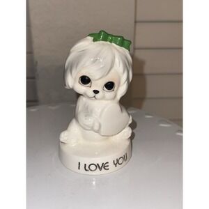 Vintage Norcrest Puppy Dog Heart "I Love You" Figurine 4"